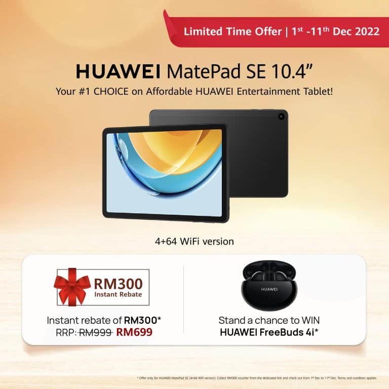 Get Huawei MatePad SE for only RM699 on 1st December