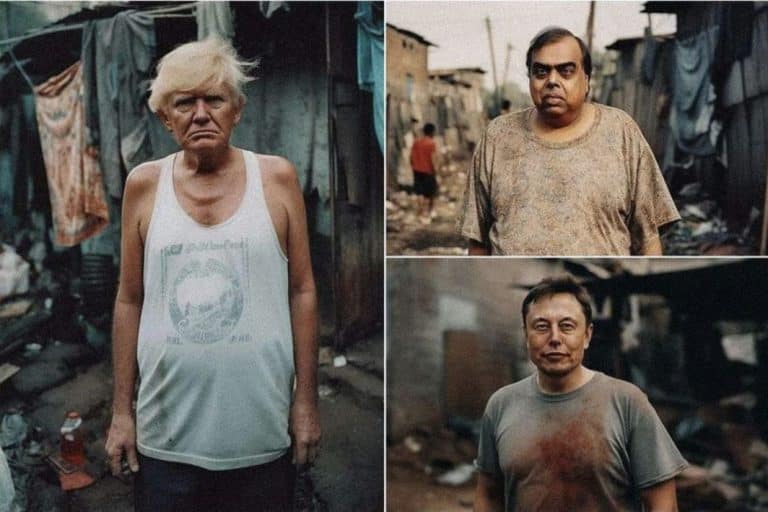 Slumdog Billionaires Reimagined: A Digital Artist’s AI-Driven Depiction of the World’s Richest in Impoverished Settings